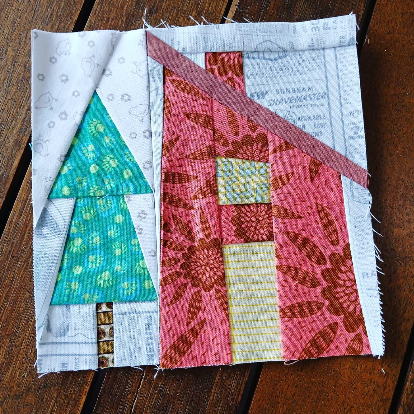 Woodland Houses and Trees FPP Foundation Paper Piecing quilt block pattern Digital Download