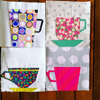 Teapots and Teacups Blocks FPP Foundation Paper Piecing quilt block pattern Digital Download