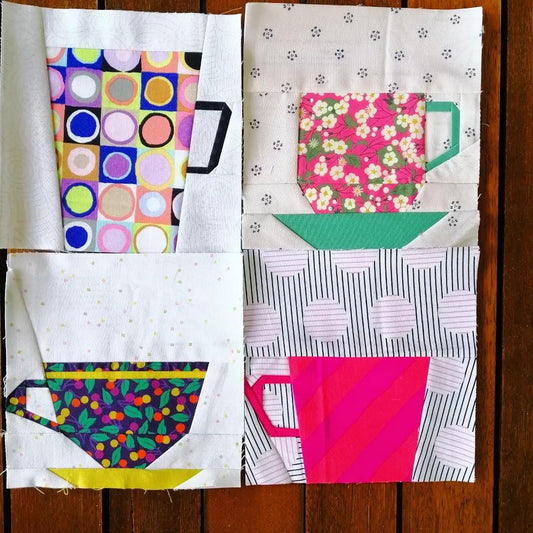 Teapots and Teacups Blocks FPP Foundation Paper Piecing quilt block pattern Digital Download