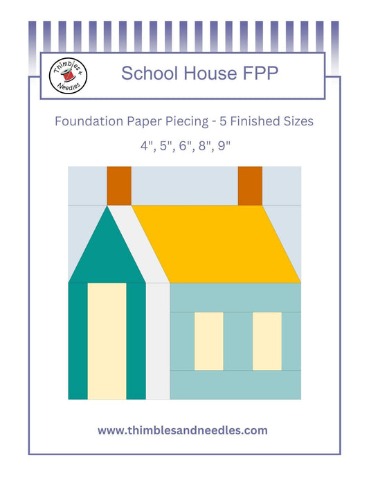 School House FPP Foundation Paper Piecing quilt block pattern Digital Download