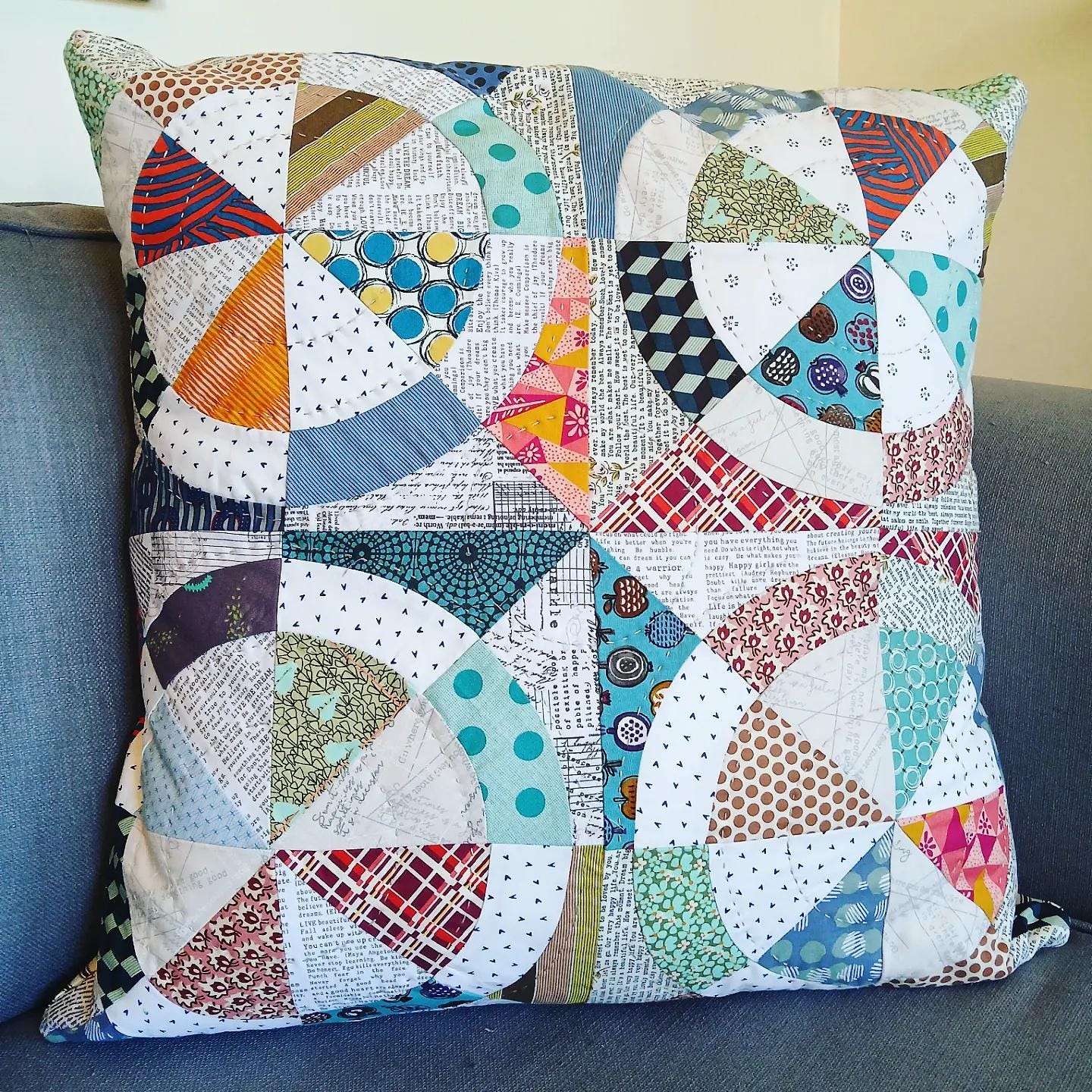 Like Clockwork Quilted Cushion Pillow Pattern PDF Digital Download