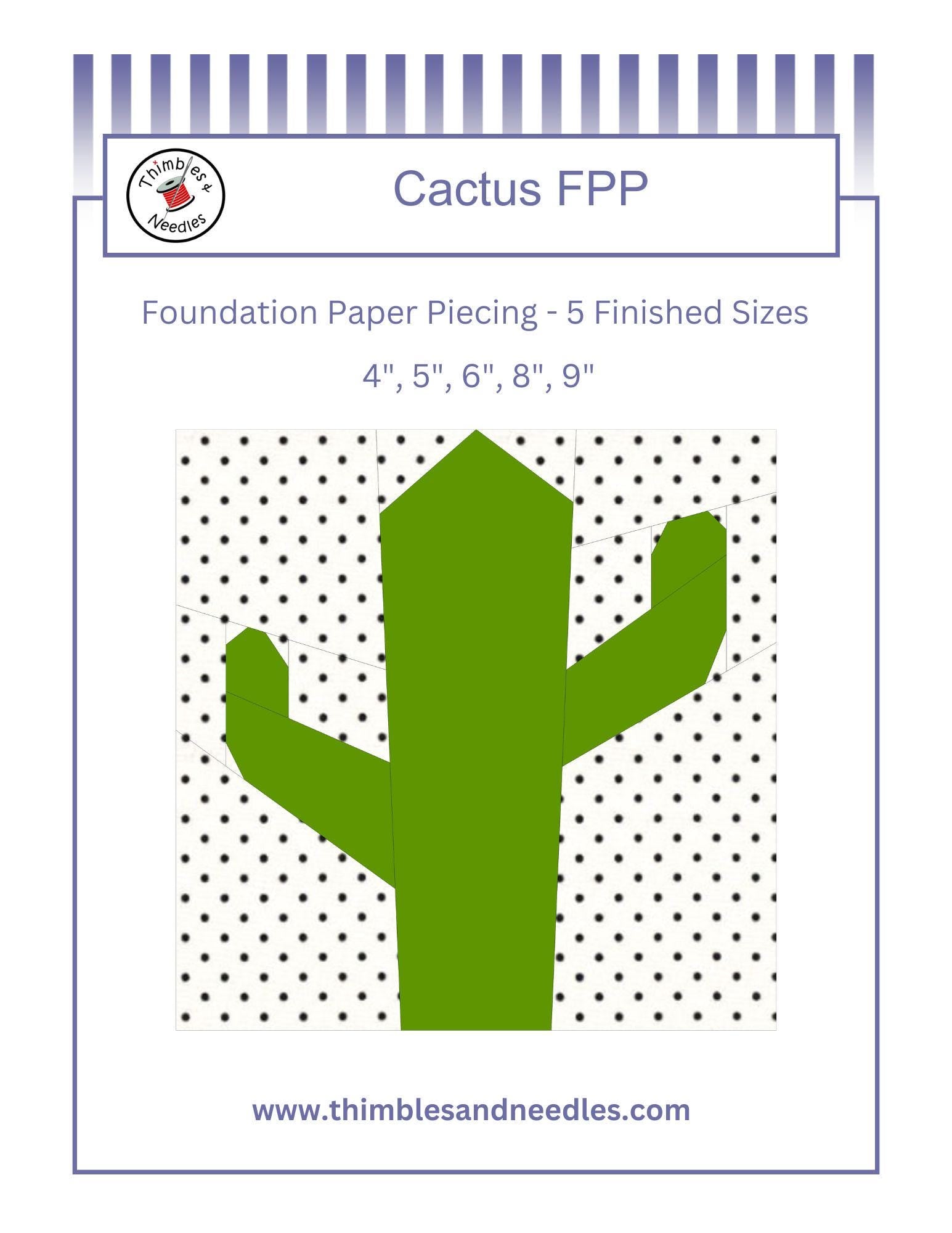 Cactus FPP Foundation Paper Piecing quilt block pattern Digital Download