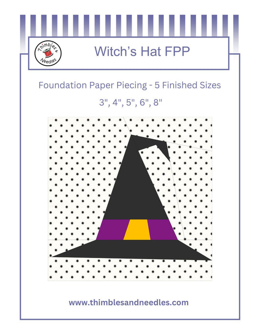 Witch's Hat FPP Foundation Paper Piecing quilt block pattern Digital Download