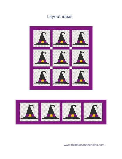 Witch's Hat FPP Foundation Paper Piecing quilt block pattern Digital Download