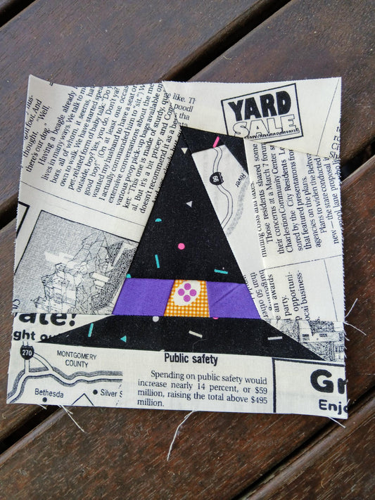 Witch's Hat FPP Foundation Paper Piecing quilt block pattern Digital Download