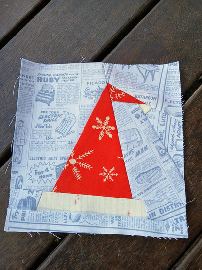 Santa Hat FPP Foundation Paper Piecing quilt block pattern Digital Download