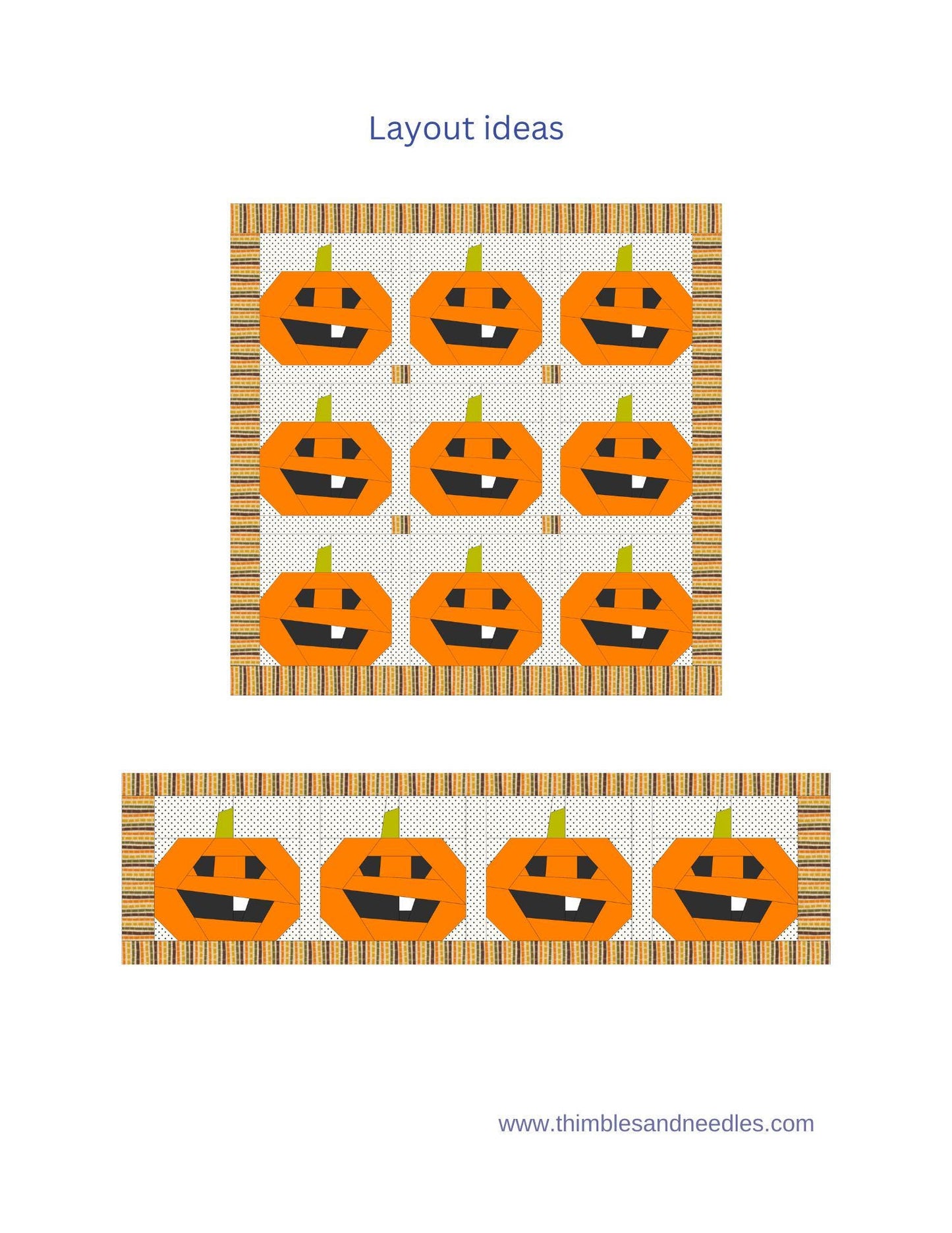 Jack o Lantern Pumpkin FPP Foundation Paper Piecing quilt block pattern Digital Download
