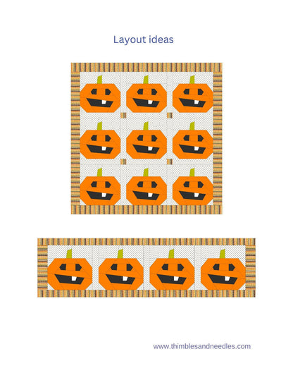 Jack o Lantern Pumpkin FPP Foundation Paper Piecing quilt block pattern Digital Download