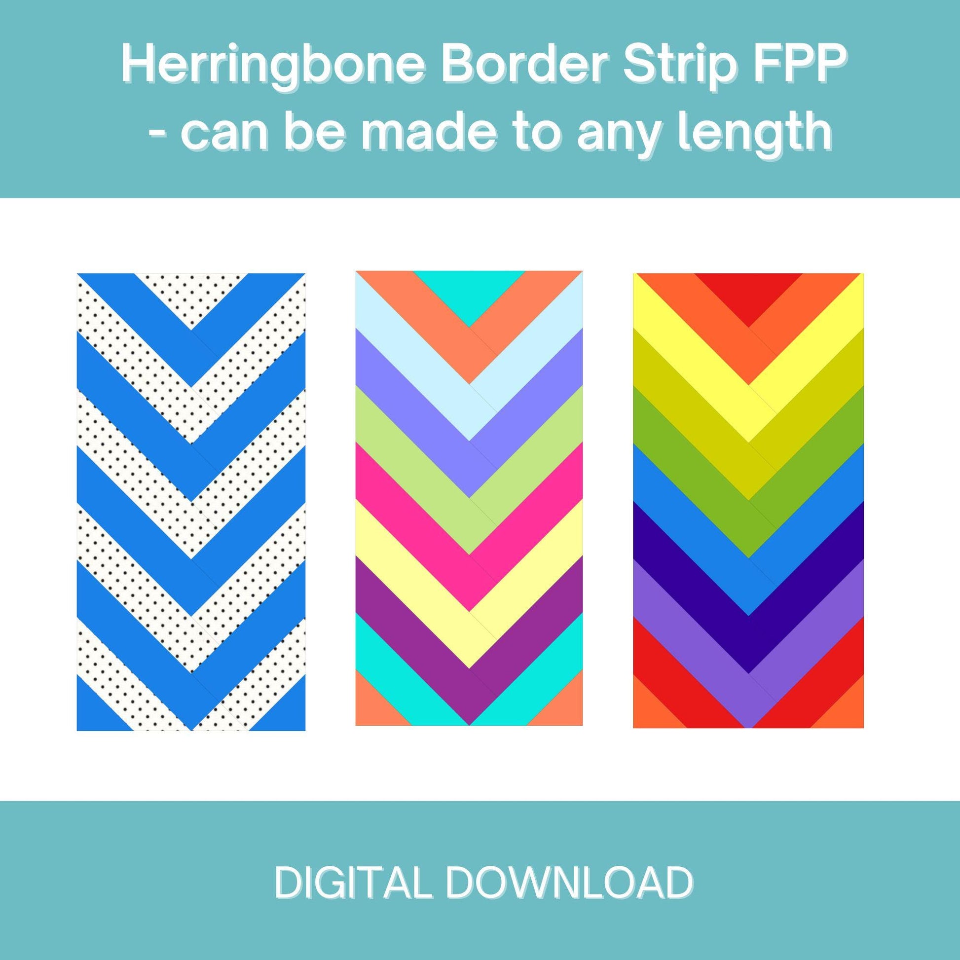 Quilt border Herringbone Strip FPP Foundation Paper Piecing quilt block pattern Digital Download