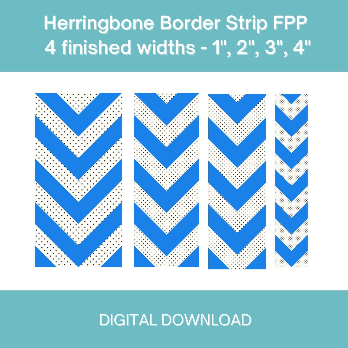Quilt border Herringbone Strip FPP Foundation Paper Piecing quilt block pattern Digital Download