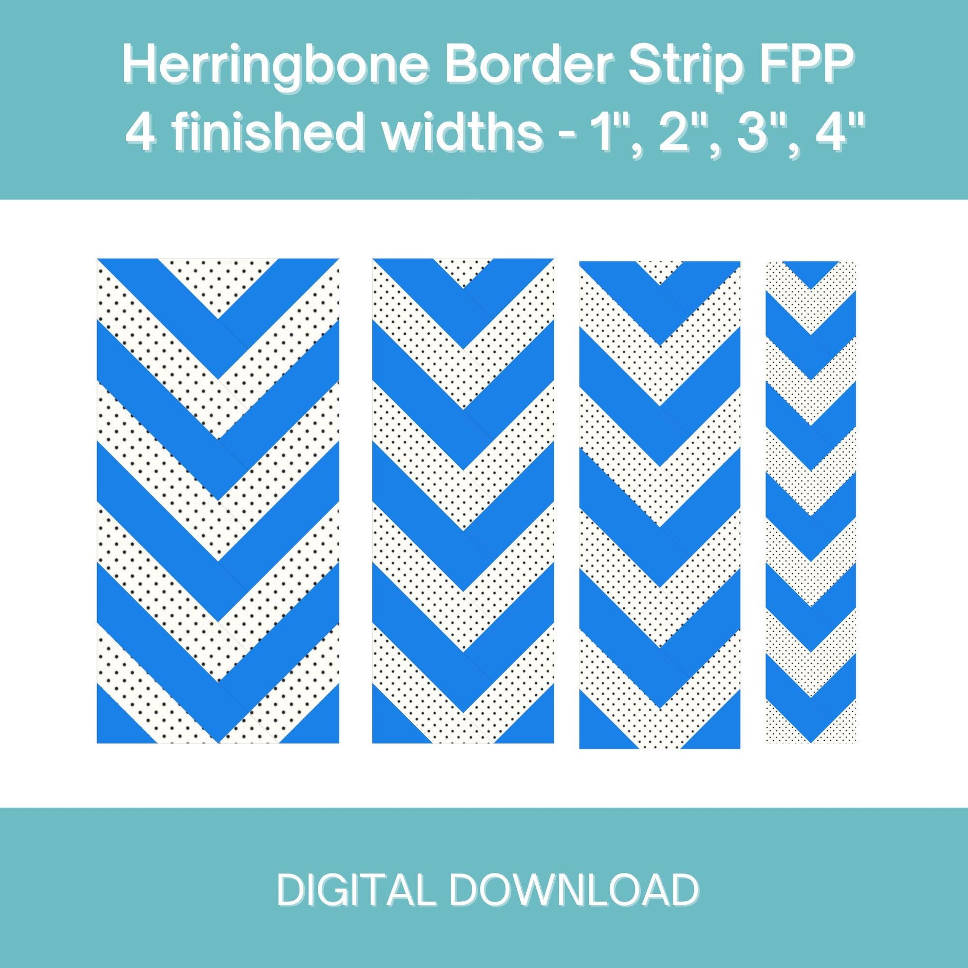 Quilt border Herringbone Strip FPP Foundation Paper Piecing quilt block pattern Digital Download