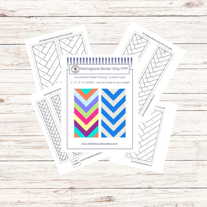 Quilt border Herringbone Strip FPP Foundation Paper Piecing quilt block pattern Digital Download