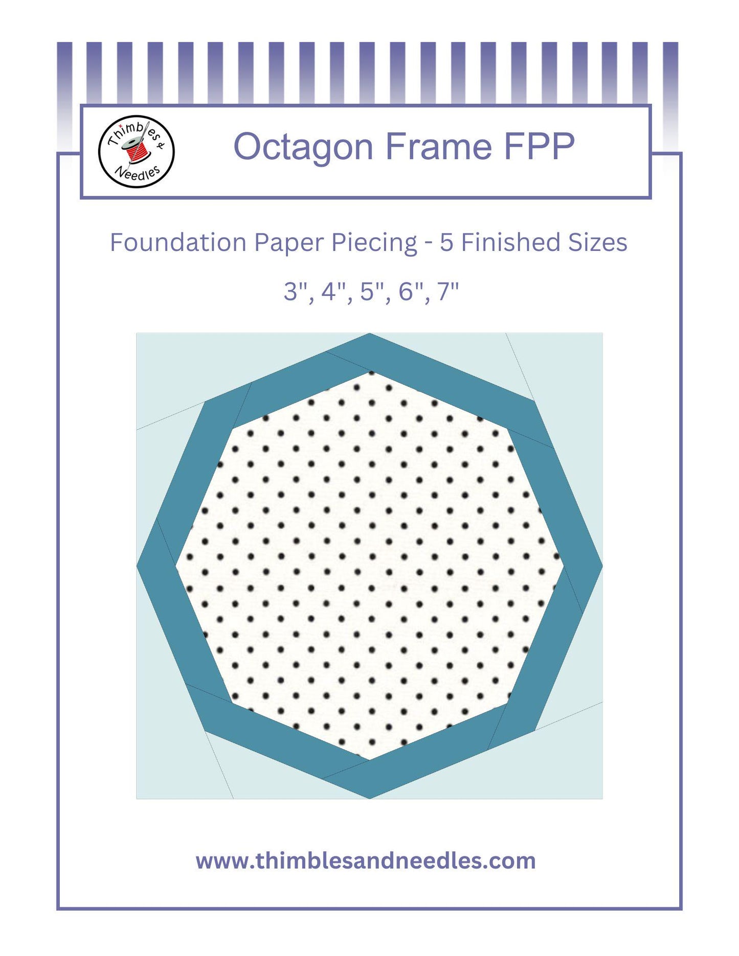 Octagon Frame FPP Foundation Paper Piecing quilt block pattern Digital Download
