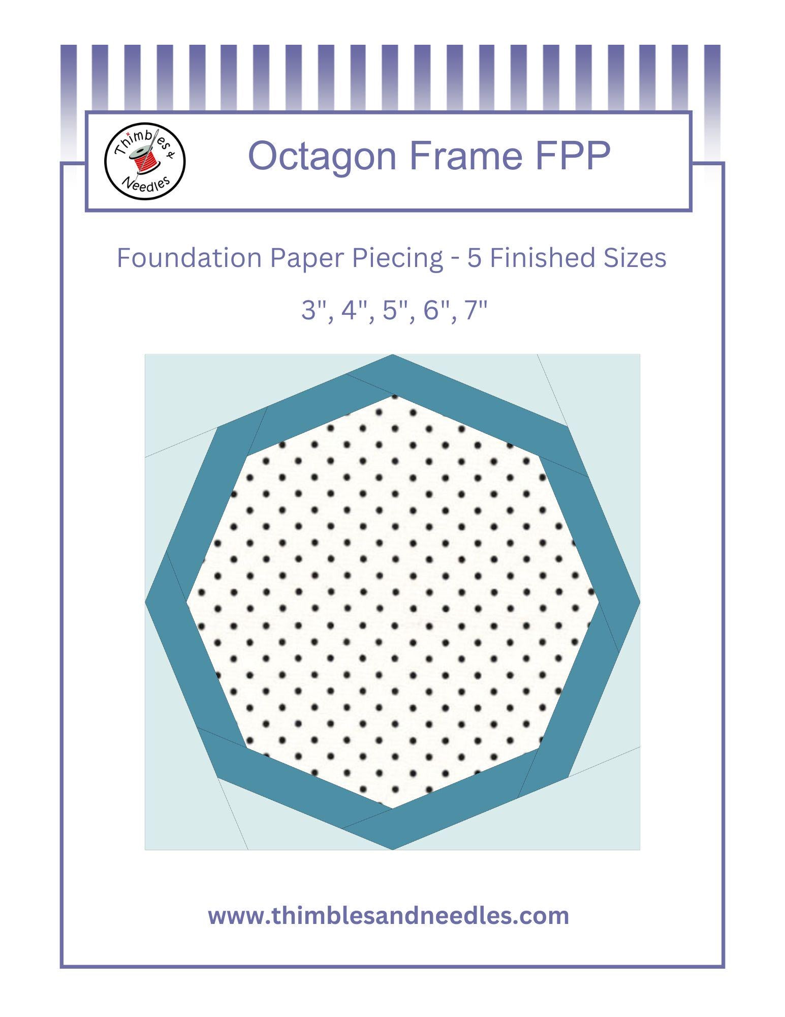 Octagon Frame FPP Foundation Paper Piecing quilt block pattern Digital Download