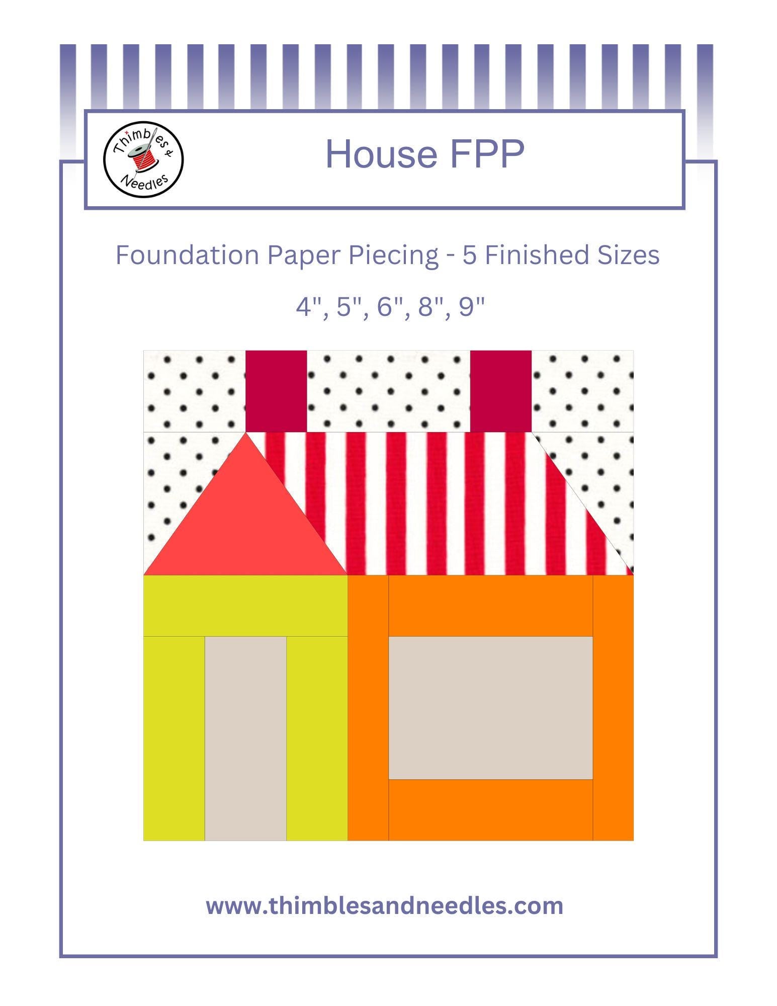 House FPP Foundation Paper Piecing quilt block pattern Digital Download