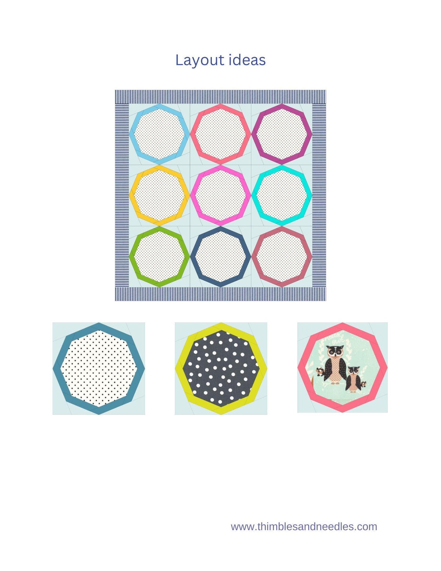 Octagon Frame FPP Foundation Paper Piecing quilt block pattern Digital Download