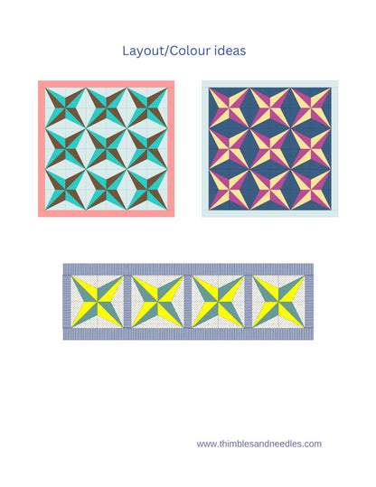Kaleidoscope Split Star FPP Foundation Paper Piecing quilt block pattern Digital Download