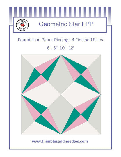 Geometric Star FPP Foundation Paper Piecing quilt block pattern Digital Download