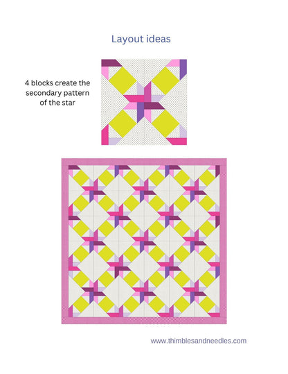 Ribbon Star Linked FPP Foundation Paper Piecing quilt block pattern Digital Download