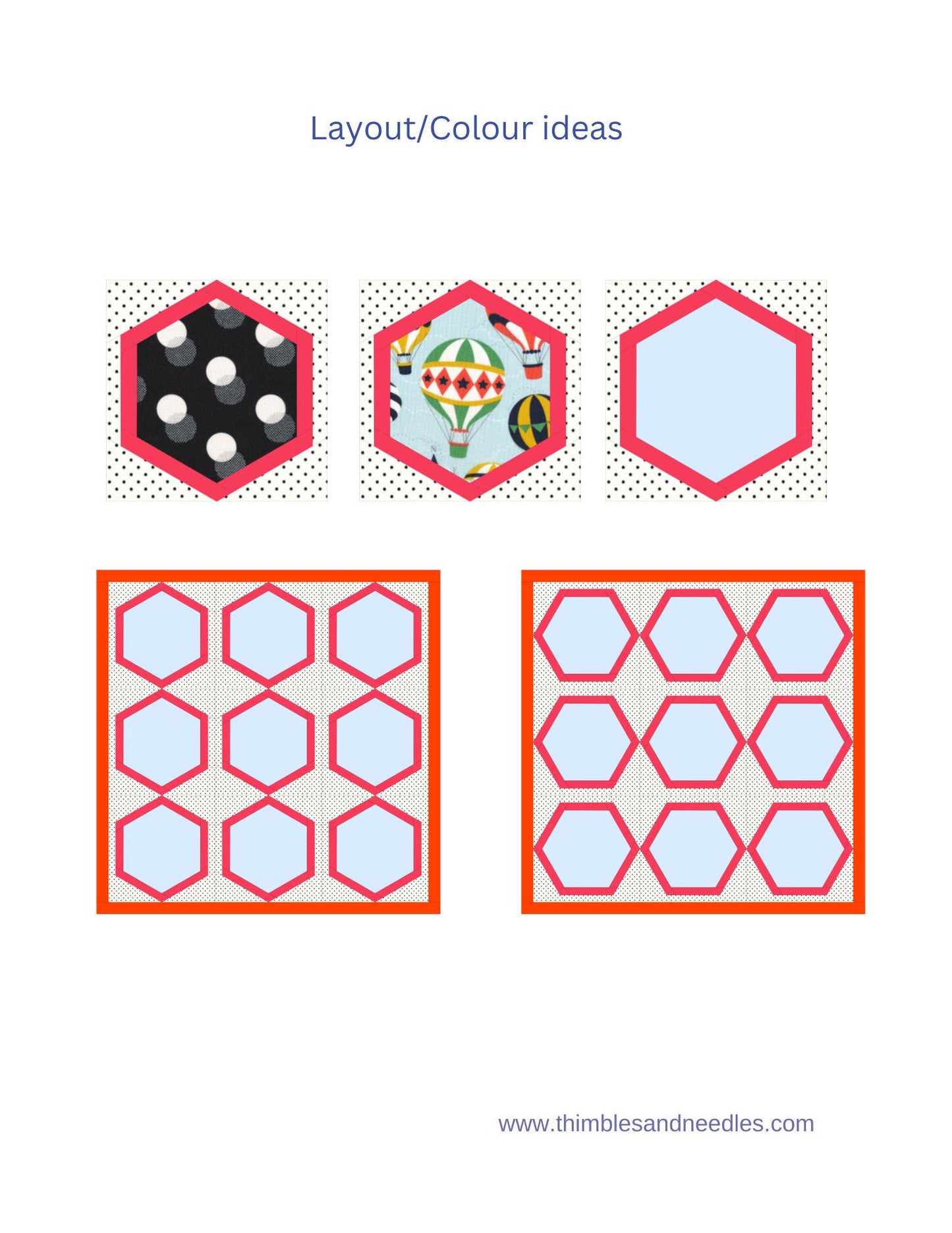 Hexagon Frame FPP Foundation Paper Piecing quilt block pattern Digital Download