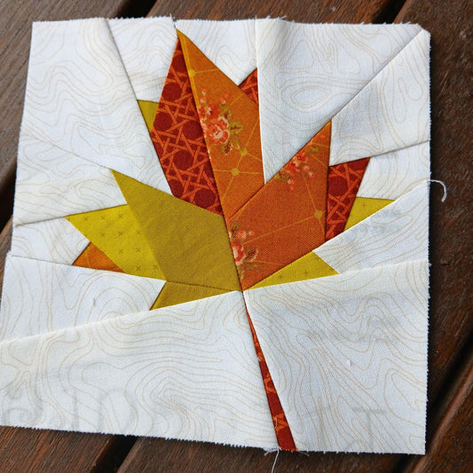Maple Leaf FPP Foundation Paper Piecing quilt block pattern Digital Download