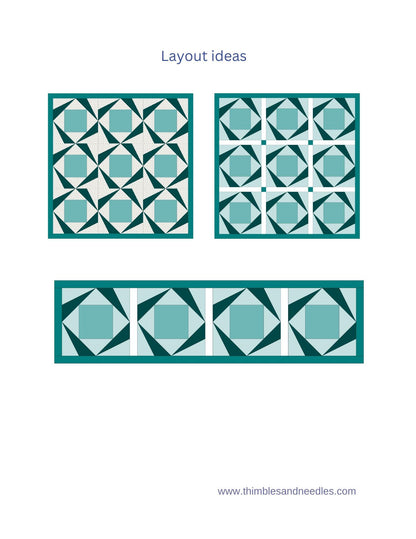 Simple Twisted Log Cabin FPP Foundation Paper Piecing quilt block pattern Digital Download