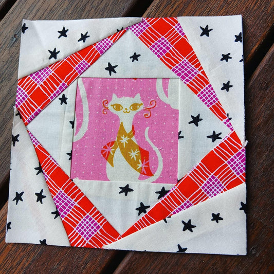 Simple Twisted Log Cabin FPP Foundation Paper Piecing quilt block pattern Digital Download