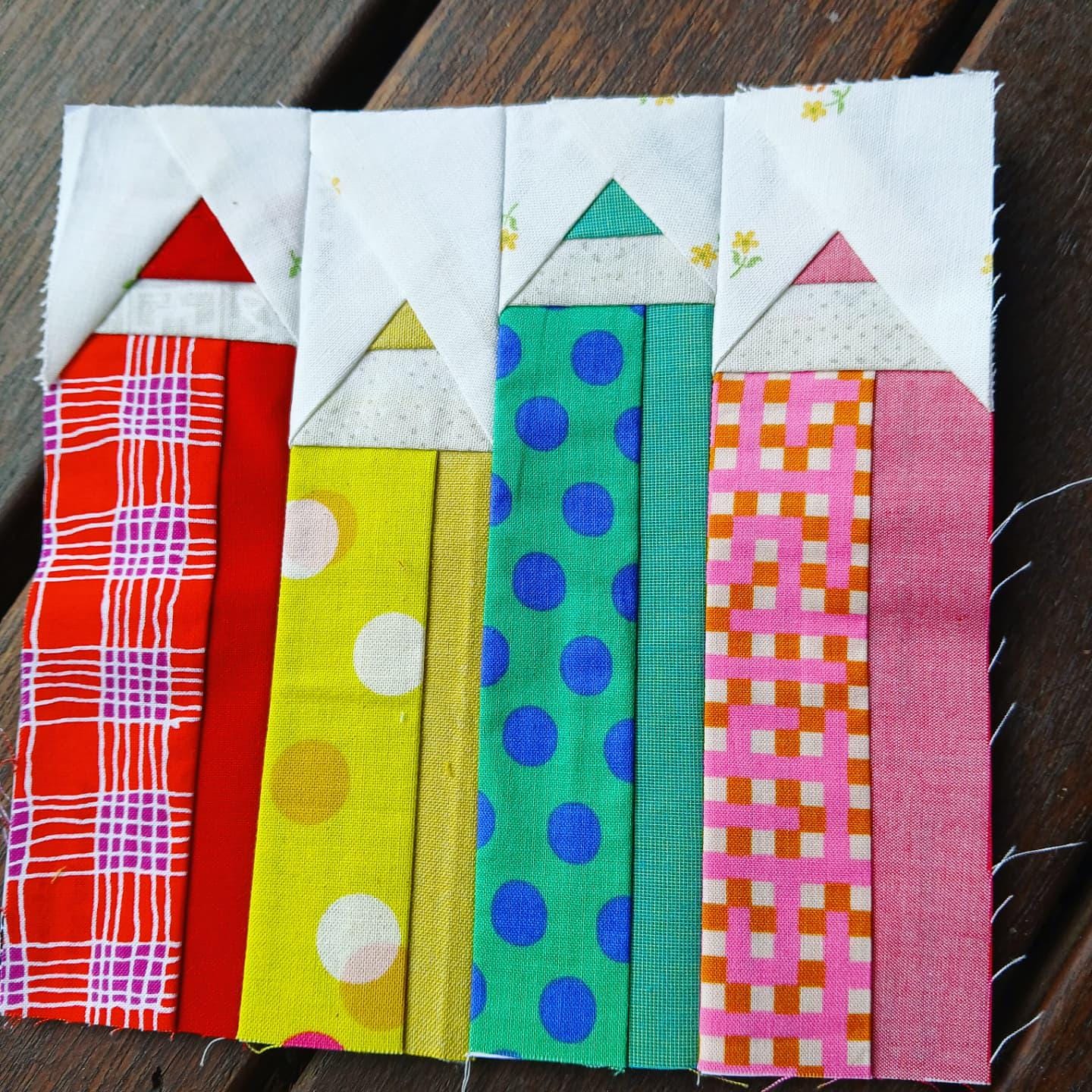 Color Pencils FPP Foundation Paper Piecing quilt block pattern Digital Download