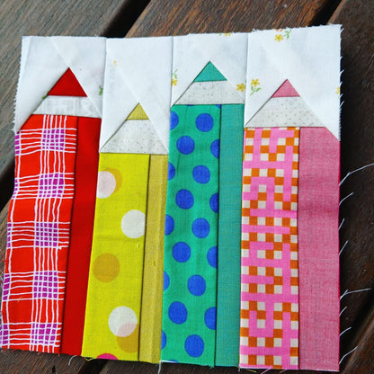 Color Pencils FPP Foundation Paper Piecing quilt block pattern Digital Download