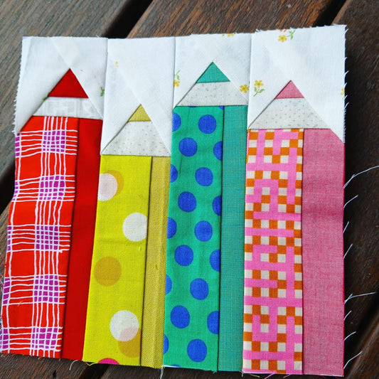 Color Pencils FPP Foundation Paper Piecing quilt block pattern Digital Download