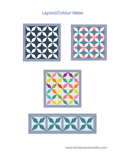Diamond Star FPP Foundation Paper Piecing quilt block pattern Digital Download