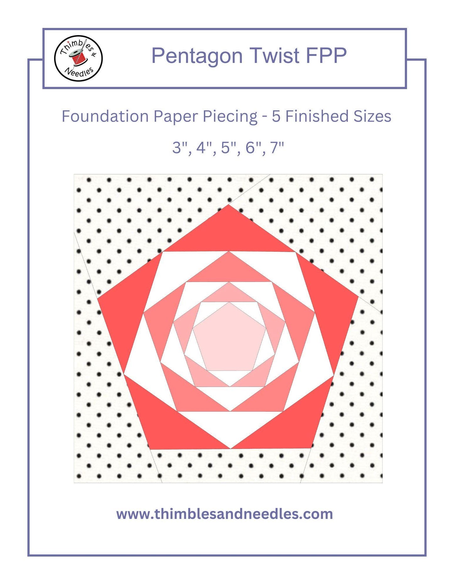 Pentagon Twist FPP Foundation Paper Piecing quilt block pattern Digital Download