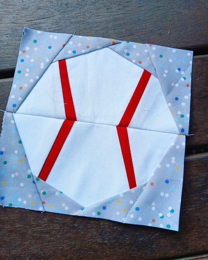 Baseball FPP Foundation Paper Piecing quilt block pattern Digital Download