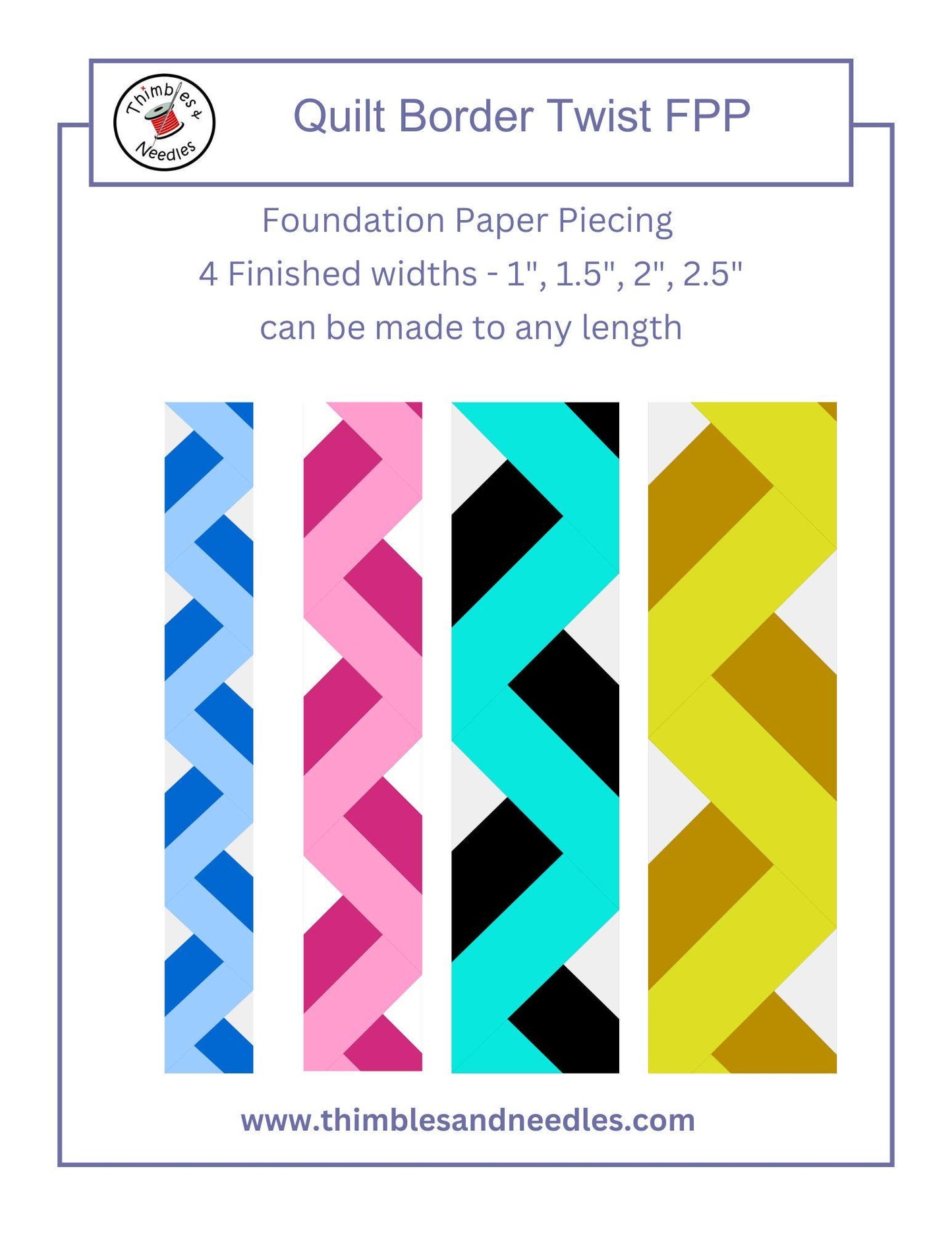 Quilt Border Twist FPP Foundation Paper Piecing quilt block pattern Digital Download