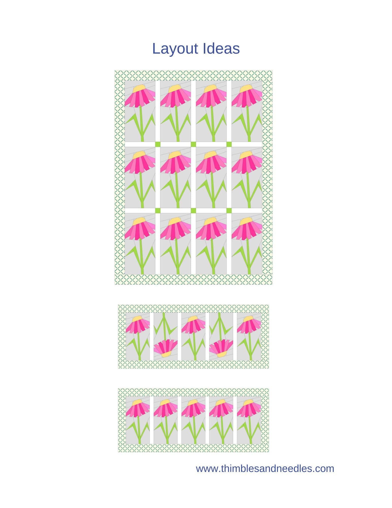 Daisy Flower FPP Foundation Paper Piecing quilt block pattern Digital Download