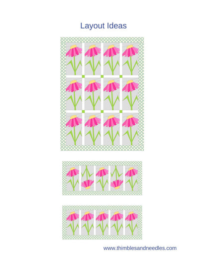 Daisy Flower FPP Foundation Paper Piecing quilt block pattern Digital Download