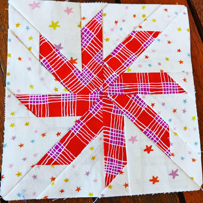 Asterisk Star FPP Foundation Paper Piecing quilt block pattern Digital Download