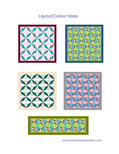 Geometric Star FPP Foundation Paper Piecing quilt block pattern Digital Download