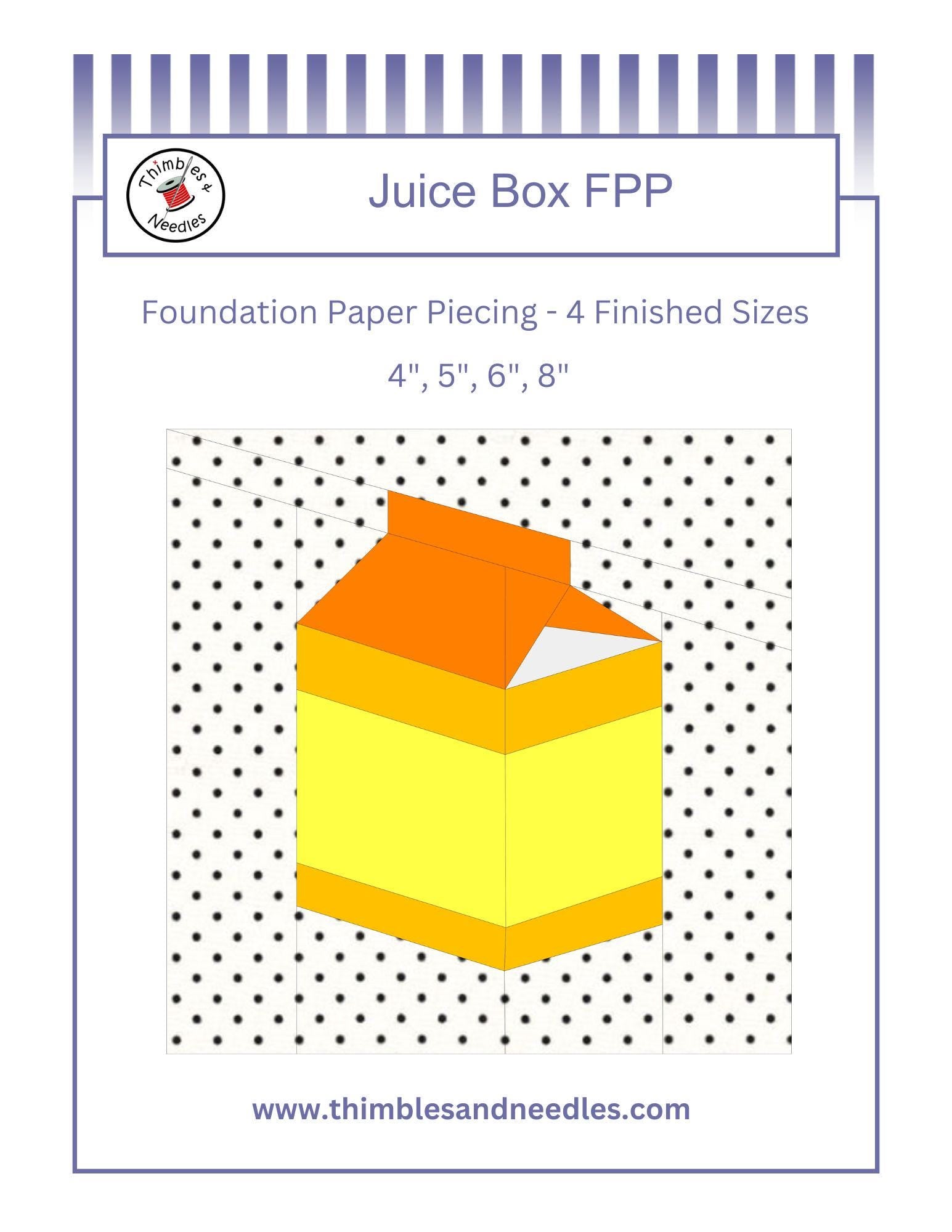 Juice Box FPP Foundation Paper Piecing quilt block pattern Digital Download