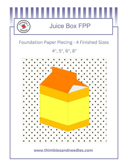 Juice Box FPP Foundation Paper Piecing quilt block pattern Digital Download