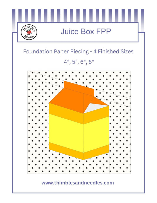 Juice Box FPP Foundation Paper Piecing quilt block pattern Digital Download
