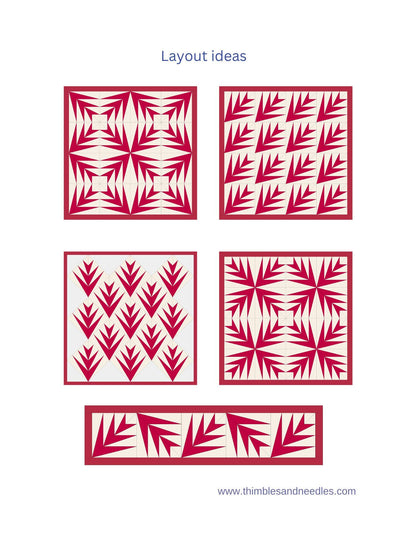 Hosanna Palm Leaf FPP Foundation Paper Piecing quilt block pattern Digital Download