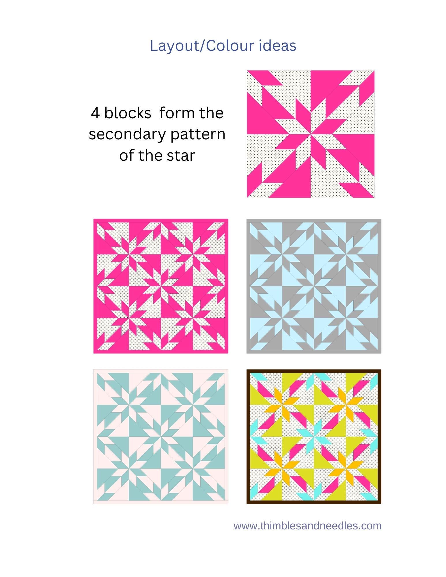 Hunter's Star FPP Foundation Paper Piecing quilt block pattern Digital Download
