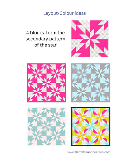 Hunter's Star FPP Foundation Paper Piecing quilt block pattern Digital Download