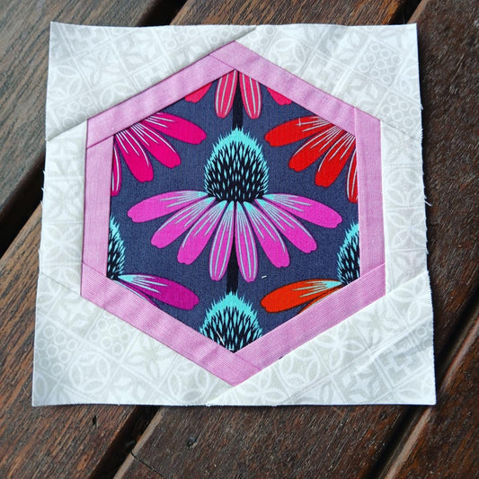 Hexagon Frame FPP Foundation Paper Piecing quilt block pattern Digital Download