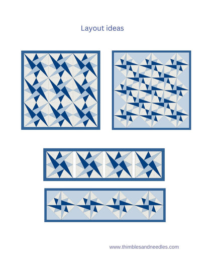 Interwoven Star FPP Foundation Paper Piecing quilt block pattern Digital Download