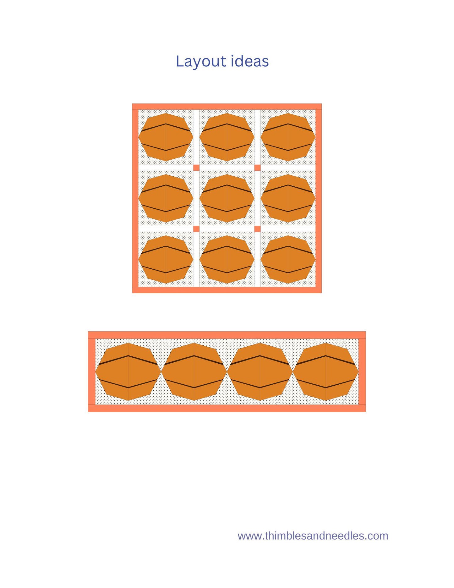 Basketball FPP Foundation Paper Piecing quilt block pattern Digital Download