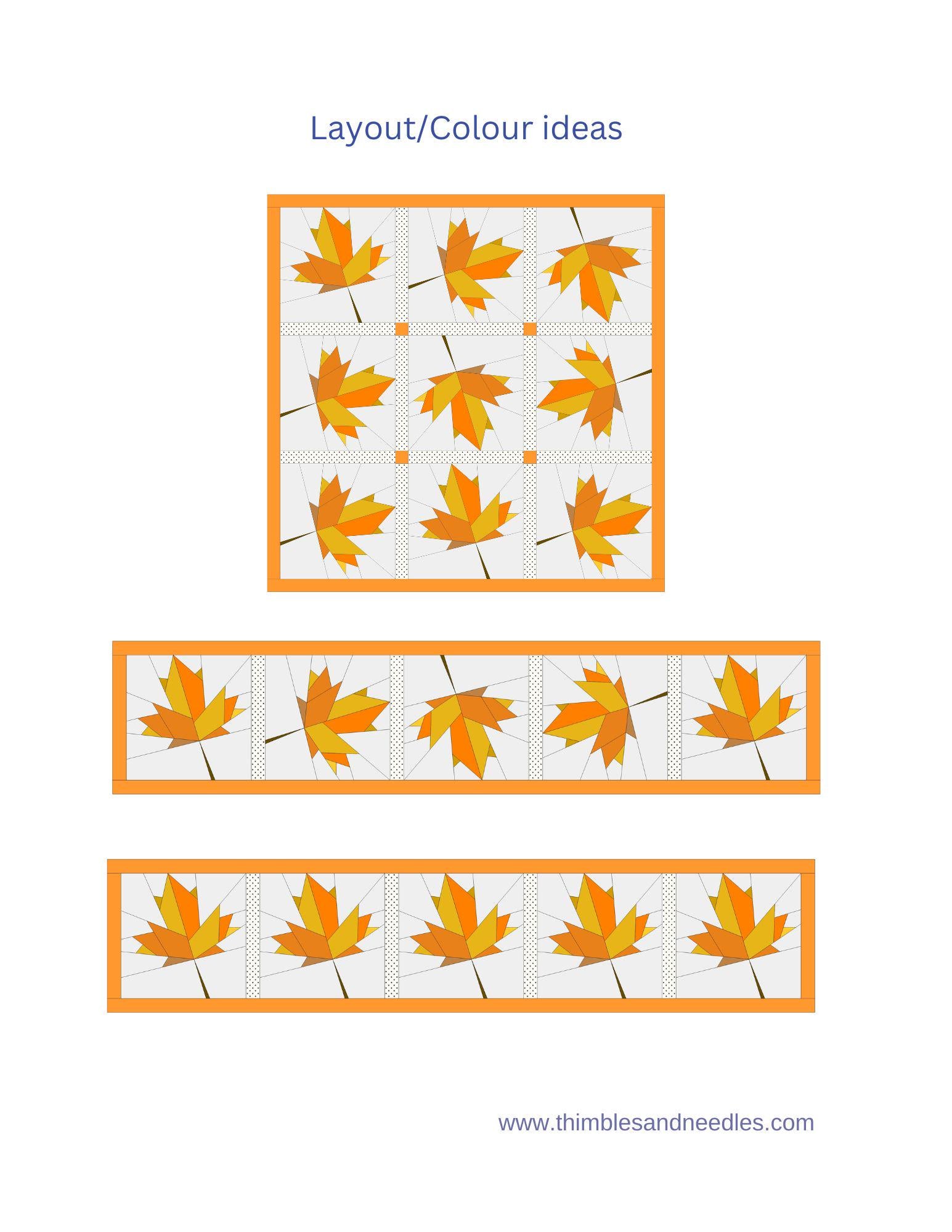 Maple Leaf FPP Foundation Paper Piecing quilt block pattern Digital Download