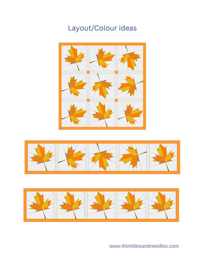 Maple Leaf FPP Foundation Paper Piecing quilt block pattern Digital Download