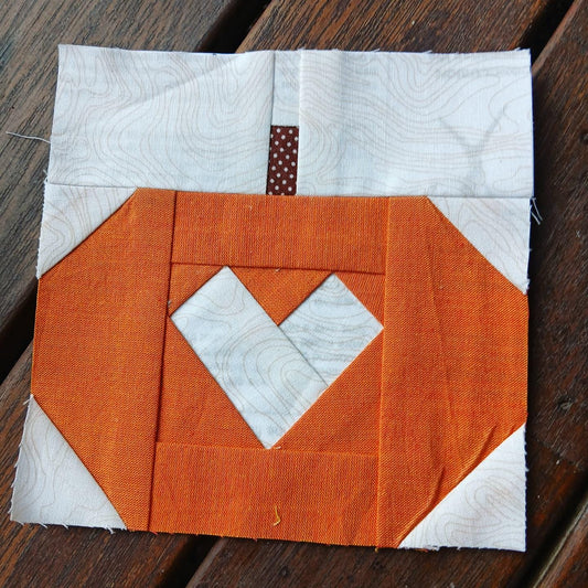 Pumpkin Heart FPP Foundation Paper Piecing quilt block pattern Digital Download